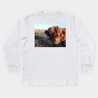 Scottish Highland Cattle Calf 1595 Kids Long Sleeve T-Shirt